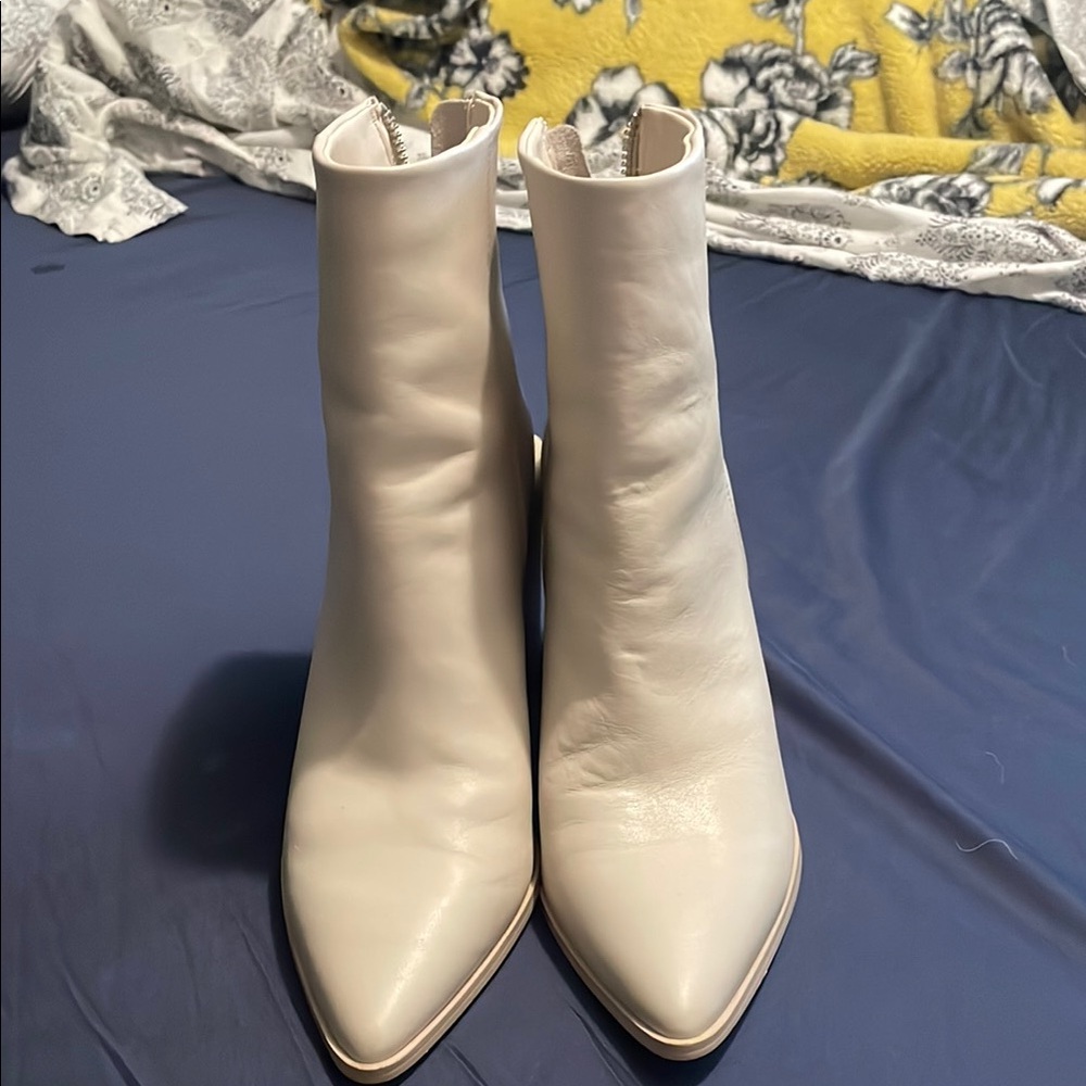 Steve Madden White Ankle Booties with Pointed Toe